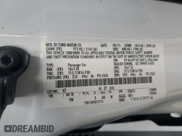 2015 Ford Focus SE with VIN 1FADP3F28FL382346, listed as a Copart auction lot 88109295 with 100,846 mi miles and Salvage Title. Bid and sale history available at carsss.com. Image 12.