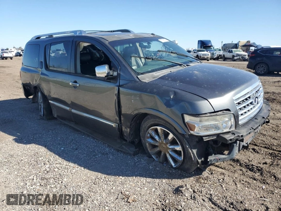 2008 Infiniti QX56 with VIN 5N3AA08D58N907367, listed as a Copart auction lot 47493095 with Not provided miles and Salvage title. Bid and sale history available at DreamBid. Image 4.
