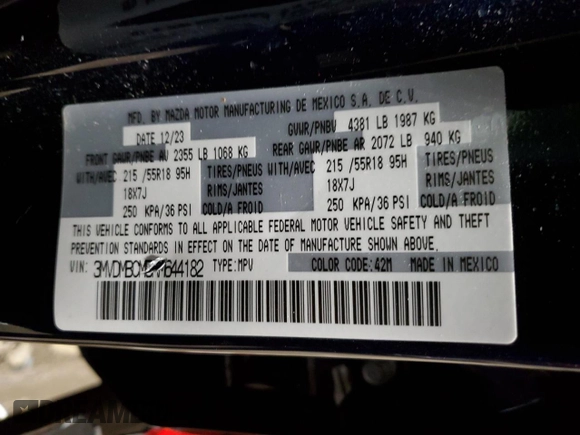 2024 Mazda CX-30 S Preferred with VIN 3MVDMBCM5RM644182, listed as a Copart auction lot 52551265 with 8,671 mi miles and Salvage Title. Bid and sale history available at DreamBid. Image 15.