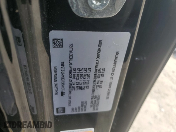 2022 Chevrolet Tahoe Commercial z VIN 1GNSKLED4NR218484, wystawiony jako Copart lot #59113605 z przebiegiem 23 845 mil mil oraz Szkoda całkowita • Salvage title. Historia ofert i sprzedaży dostępna na DreamBid. Obrazek 14.