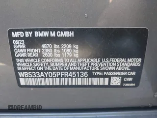 2023 BMW M3 Competition z VIN WBS33AY05PFR45136, wystawiony jako IAAI lot #41884851 z przebiegiem 6274 mil mil oraz . Historia ofert i sprzedaży dostępna na DreamBid. Obrazek 9.