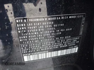 2022 Volkswagen Tiguan SE с VIN 3VV3B7AX8NM060805, выставлен на аукционе IAAI как лот 42271670 с пробегом 41 143 миль миль и . История ставок и продаж доступна на DreamBid. Изображение 9.