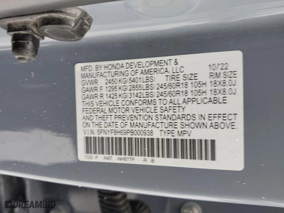 2023 Honda Passport TrailSport with VIN 5FNYF8H69PB000938, listed as a Copart auction lot 86994194 with 78,999 mi miles and Salvage Title. Bid and sale history available at carsss.com. Image 13.