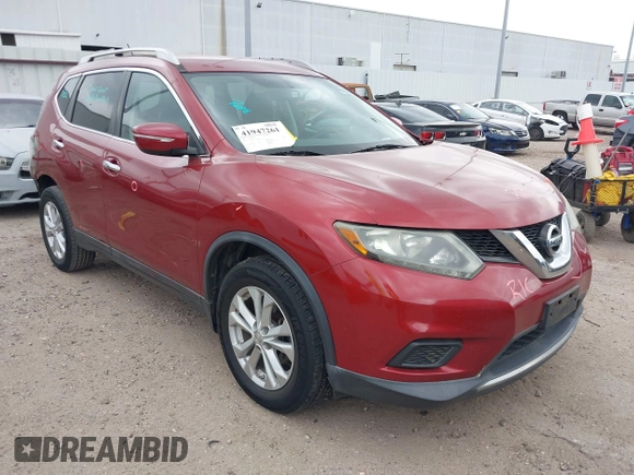 2014 Nissan Rogue S with VIN 5N1AT2MVXEC755798, listed as a IAAI auction lot 41947261 with 156,149 mi miles. Bid and sale history available at carsss.com. Image 1.