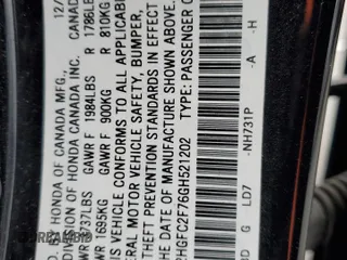2016 Honda Civic Sedan EX with VIN 2HGFC2F76GH521202, listed as a Copart auction lot 48071635 with 116,252 mi miles and Clean Title. Bid and sale history available at carsss.com. Image 12.