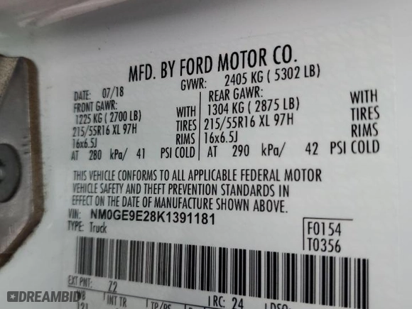 2019 Ford Transit Connect Wagon XL with VIN NM0GE9E28K1391181, listed as a Copart auction lot 44261365 with 52,441 mi miles and Salvage Title. Bid and sale history available at carsss.com. Image 13.