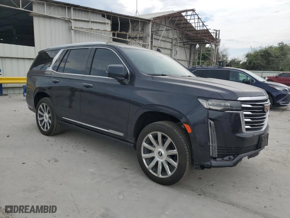2023 Cadillac Escalade Premium Luxury Platinum with VIN 1GYS4DKL2PR267989, listed as a Copart auction lot 69024614 with 13,229 mi miles and Salvage Title. Bid and sale history available at carsss.com. Image 4.