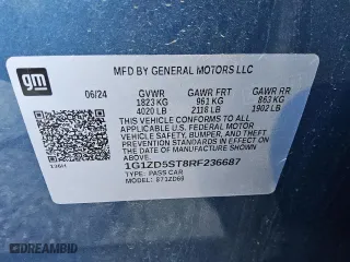 2024 Chevrolet Malibu LT with VIN 1G1ZD5ST8RF236687, listed as a Copart auction lot 46001745 with 12,800 mi miles and Salvage Title. Bid and sale history available at carsss.com. Image 12.