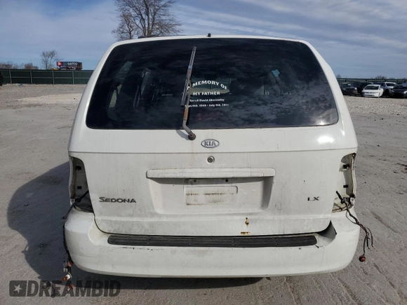2005 Kia Sedona LX with VIN KNDUP132656684850, listed as a Copart auction lot 80095484 with 182,199 mi miles and Non Repairable. Bid and sale history available at carsss.com. Image 6.