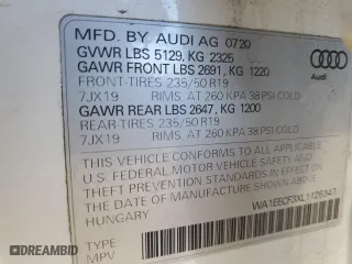 2020 Audi Q3 S line Premium Plus with VIN WA1EECF3XL1125347, listed as a Copart auction lot 42769355 with 44,501 mi miles and Salvage Title. Bid and sale history available at carsss.com. Image 13.