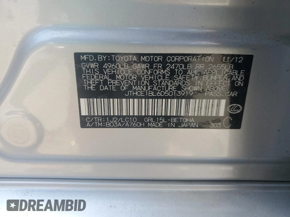 2013 Lexus GS 350 z VIN JTHCE1BL6D5013919, wystawiony jako Copart lot #59310615 z przebiegiem 121 274 mil mil oraz Szkoda całkowita • Salvage title. Historia ofert i sprzedaży dostępna na DreamBid. Obrazek 12.