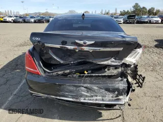 2018 Genesis G90 3.3T Premium with VIN KMHG34JA2JU043474, listed as a Copart auction lot 45755975 with 95,790 mi miles and Salvage Title. Bid and sale history available at carsss.com. Image 6.