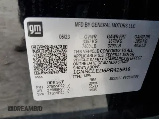 2023 Chevrolet Tahoe Commercial with VIN 1GNSCLED6PR415916, listed as a Copart auction lot 47653735 with 19,038 mi miles and Non repairable. Bid and sale history available at DreamBid. Image 13.