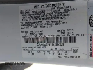 2011 Mercury Milan Premier with VIN 3MEHM0JG1BR602328, listed as a IAAI auction lot 42142461 with 105,857 mi miles and . Bid and sale history available at carsss.com. Image 9.