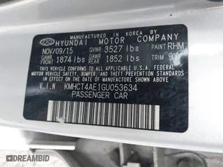 2016 Hyundai Accent SE with VIN KMHCT4AE1GU053634, listed as a IAAI auction lot 41427381 with 130,963 mi miles. Bid and sale history available at carsss.com. Image 9.