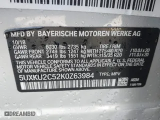2019 BMW X6 xDrive35i with VIN 5UXKU2C52K0Z63984, listed as a IAAI auction lot 41612265 with 65,634 mi miles. Bid and sale history available at carsss.com. Image 9.