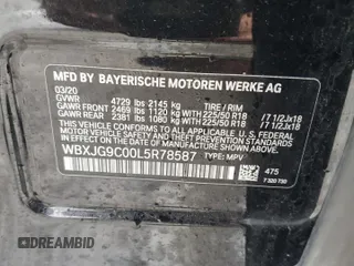 2020 BMW X1 xDrive28i z VIN WBXJG9C00L5R78587, wystawiony jako Copart lot #55016805 z przebiegiem 53 275 mil mil oraz Szkoda całkowita • Salvage title. Historia ofert i sprzedaży dostępna na DreamBid. Obrazek 13.