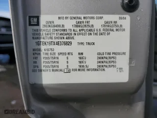 2004 GMC Sierra 1500 SLT with VIN 1GTEK19TX4E376829, listed as a Copart auction lot 45041115 with 246,952 mi miles and Salvage Title. Bid and sale history available at carsss.com. Image 13.