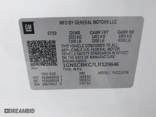 2020 Chevrolet Tahoe LT with VIN 1GNSCBKC7LR120646, listed as a IAAI auction lot 41710368 with 53,372 mi miles. Bid and sale history available at carsss.com. Image 9.