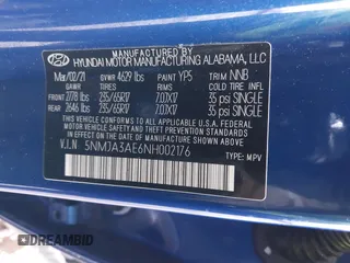 2022 Hyundai Tucson SE with VIN 5NMJA3AE6NH002176, listed as a IAAI auction lot 41968580 with 64,579 mi miles and . Bid and sale history available at carsss.com. Image 9.