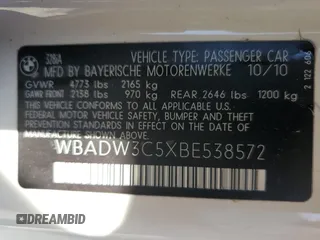 2011 BMW 3 Series 328i with VIN WBADW3C5XBE538572, listed as a Copart auction lot 55790385 with 125,092 mi miles and Non repairable. Bid and sale history available at DreamBid. Image 12.