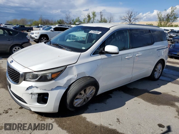 2015 Kia Sedona EX with VIN KNDMC5C14F6050738, listed as a Copart auction lot 52596095 with 142,551 mi miles and Salvage Title. Bid and sale history available at carsss.com. Image 1.