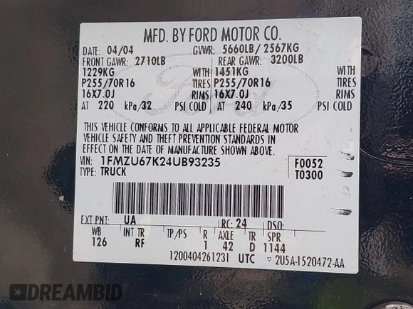 2004 Ford Explorer Sport Trac XLS с VIN 1FMZU67K24UB93235, выставлен на аукционе IAAI как лот 42561455 с пробегом 200 850 миль миль и . История ставок и продаж доступна на DreamBid. Изображение 9.