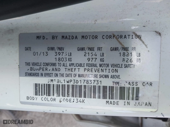 2013 Mazda Mazda3 i Grand Touring with VIN JM1BL1WP3D1783731, listed as a IAAI auction lot 41573753 with 253,424 mi miles. Bid and sale history available at carsss.com. Image 9.
