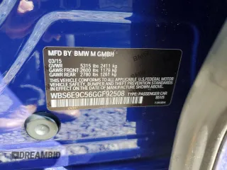 2016 BMW M6 z VIN WBS6E9C56GGF92508, wystawiony jako Copart lot #66958344 z przebiegiem Nie podano mil oraz Szkoda całkowita • Salvage title. Historia ofert i sprzedaży dostępna na DreamBid. Obrazek 12.