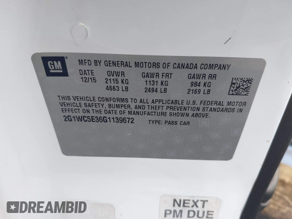 2016 Chevrolet Impala LTZ z VIN 2G1WC5E36G1139672, wystawiony jako IAAI lot #41382735 z przebiegiem 120 358 mil mil oraz . Historia ofert i sprzedaży dostępna na DreamBid. Obrazek 9.
