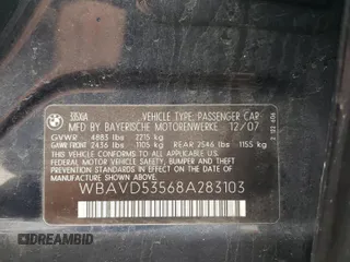 2008 BMW 3 Series 335xi with VIN WBAVD53568A283103, listed as a Copart auction lot 47861895 with 85,746 mi miles and Salvage Title. Bid and sale history available at carsss.com. Image 12.