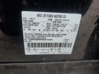 2017 Ford Explorer z VIN 1FM5K8B85HGD73230, wystawiony jako Copart lot #47633845 z przebiegiem 74 983 mil mil oraz Szkoda całkowita • Salvage title. Historia ofert i sprzedaży dostępna na DreamBid. Obrazek 14.