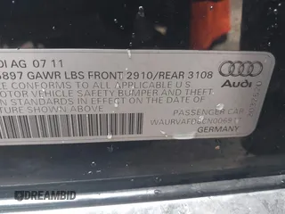 2012 Audi A8 L with VIN WAURVAFD8CN006917, listed as a IAAI auction lot 40877090 with 144,387 mi miles. Bid and sale history available at carsss.com. Image 9.