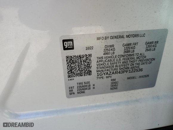 2023 Cadillac XT4 FWD Luxury with VIN 1GYAZAR43PF122536, listed as a Copart auction lot 88353525 with 67,775 mi miles and Salvage Title. Bid and sale history available at carsss.com. Image 13.