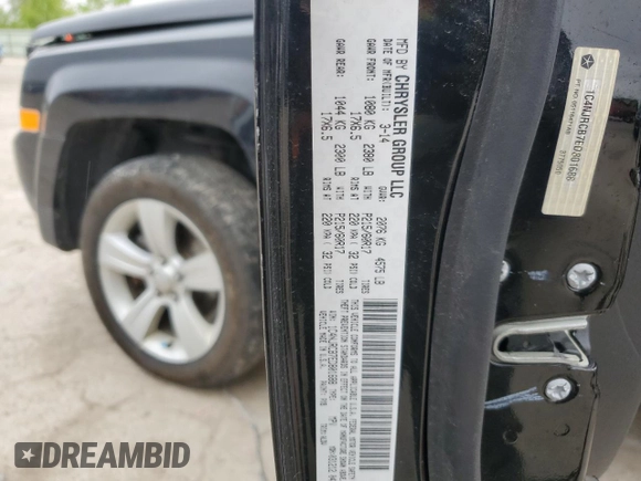 2014 Jeep Patriot Limited with VIN 1C4NJRCB7ED801688, listed as a Copart auction lot 55704485 with 107,867 mi miles and Salvage title. Bid and sale history available at DreamBid. Image 13.