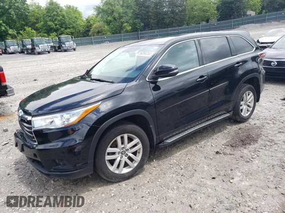 2016 Toyota Highlander LE z VIN 5TDBKRFH4GS348640, wystawiony jako Copart lot #56398355 z przebiegiem 90 659 mil mil oraz Szkoda całkowita • Salvage title. Historia ofert i sprzedaży dostępna na DreamBid. Obrazek 1.