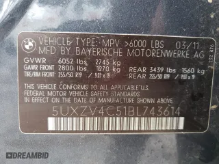 2011 BMW X5 35i with VIN 5UXZV4C51BL743614, listed as a Copart auction lot 51591675 with 0 mi miles and Clean Title. Bid and sale history available at carsss.com. Image 13.