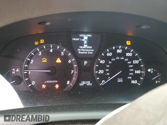 2007 Lexus LS 460 with VIN JTHBL46F975008533, listed as a Copart auction lot 55954265 with 182,192 mi miles and Salvage title. Bid and sale history available at DreamBid. Image 9.