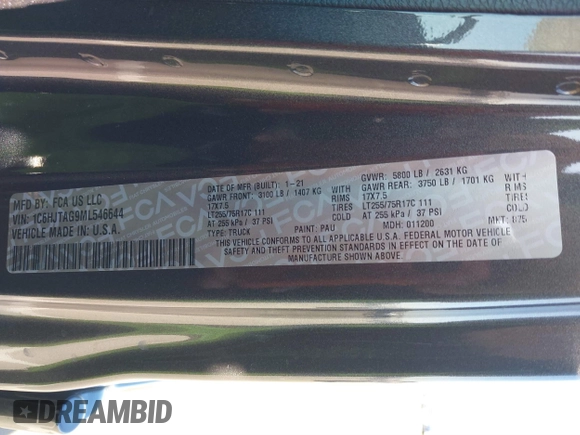 2021 Jeep Gladiator Willys с VIN 1C6HJTAG9ML546644, выставлен на аукционе IAAI как лот 41298101 с пробегом 40 099 миль миль и . История ставок и продаж доступна на DreamBid. Изображение 9.