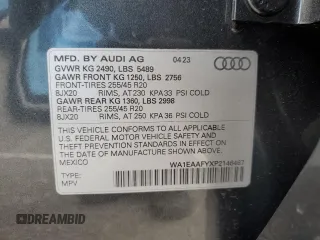 2023 Audi Q5 S line Premium Plus с VIN WA1EAAFYXP2146467, выставлен на аукционе Copart как лот 54242045 с пробегом Не указан миль и Списание • Salvage title. История ставок и продаж доступна на DreamBid. Изображение 14.