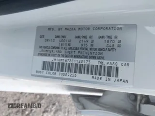 2014 Mazda 3 i Grand Touring with VIN JM1BM1W72E1122173, listed as a IAAI auction lot 41922628 with 118,772 mi miles and . Bid and sale history available at carsss.com. Image 9.