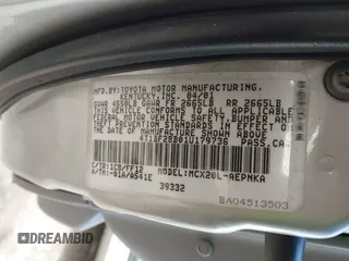 2001 Toyota Avalon XL with VIN 4T1BF28B01U179736, listed as a IAAI auction lot 41893078 with Not Provided miles and . Bid and sale history available at DreamBid. Image 9.