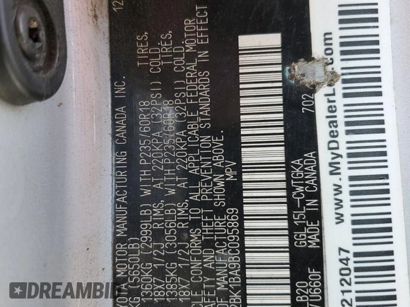 2011 Lexus RX 350 z VIN 2T2BK1BA9BC095869, wystawiony jako Copart lot #60892925 z przebiegiem 197 263 mil mil oraz Szkoda całkowita • Salvage title. Historia ofert i sprzedaży dostępna na DreamBid. Obrazek 13.