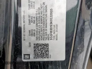 2019 Chevrolet Camaro 1LT with VIN 1G1FB3DS3K0132005, listed as a Copart auction lot 58252525 with 96,201 mi miles and Salvage title. Bid and sale history available at DreamBid. Image 13.