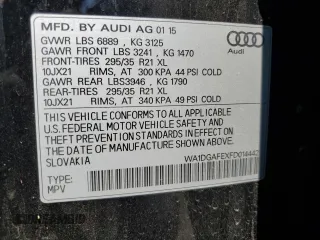 2015 Audi Q7 S line Prestige with VIN WA1DGAFEXFD014442, listed as a Copart auction lot 63507575 with 109,969 mi miles and Salvage title. Bid and sale history available at DreamBid. Image 14.