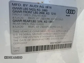 2017 Audi Q5 Premium Plus z VIN WA1M2AFP1HA044739, wystawiony jako Copart lot #52740055 z przebiegiem 83 405 mil mil oraz Szkody całkowita. Historia ofert i sprzedaży dostępna na DreamBid. Obrazek 13.