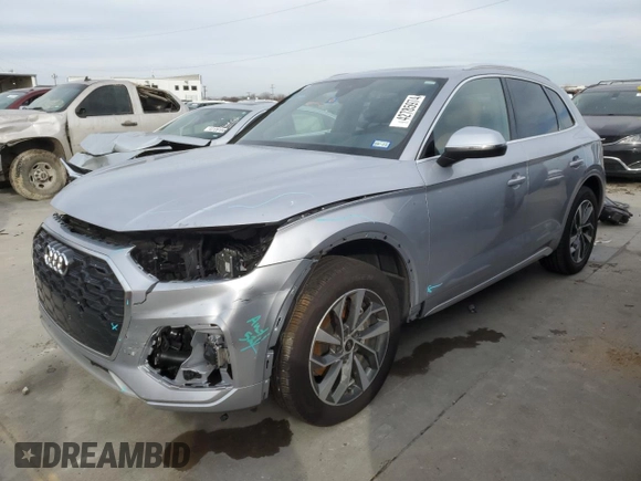 2023 Audi Q5 S line Premium z VIN WA1GAAFY3P2155990, wystawiony jako Copart lot #42785974 z przebiegiem Nie podano mil oraz Szkoda całkowita • Salvage title. Historia ofert i sprzedaży dostępna na DreamBid. Obrazek 1.