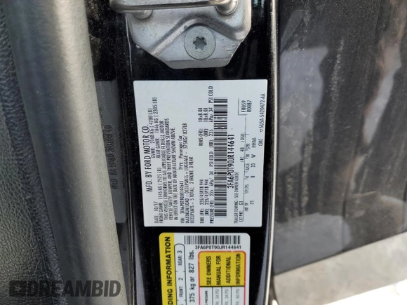 2018 Ford Fusion SE with VIN 3FA6P0T90JR144641, listed as a Copart auction lot 45778945 with 96,273 mi miles and Salvage Title. Bid and sale history available at carsss.com. Image 14.