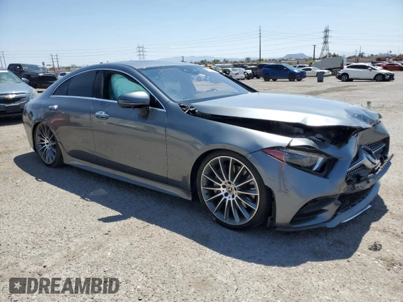 2019 Mercedes-Benz CLS 450 with VIN WDD2J5JB9KA027171, listed as a Copart auction lot 60758935 with 64,287 mi miles and Salvage title. Bid and sale history available at DreamBid. Image 4.