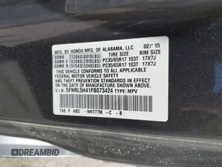 2015 Honda Odyssey EX with VIN 5FNRL5H41FB073424, listed as a IAAI auction lot 42109343 with 132,904 mi miles and . Bid and sale history available at DreamBid. Image 9.